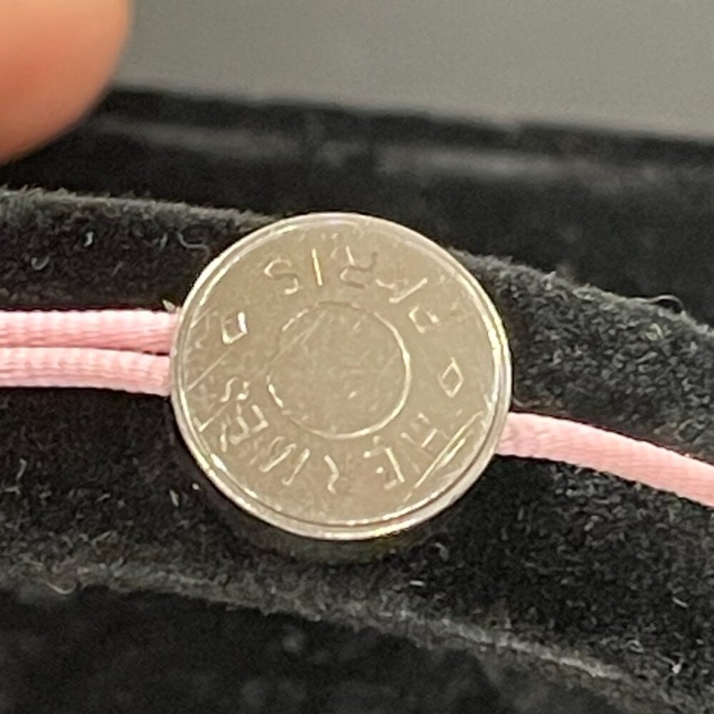 Hermes Pink Cotton Cord Adjustable Bracelet with 2 Studs (131206) - Picture 2 of 3